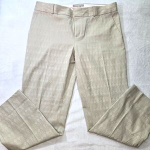 Banana Republic Pants Womens SZ 8 Beige Print Hampton Fit Cotton Blend 2- Pocket